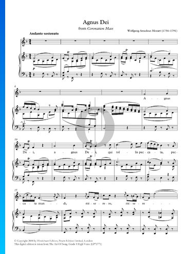 Krönungsmesse, K 317: Agnus Die Musik-Noten