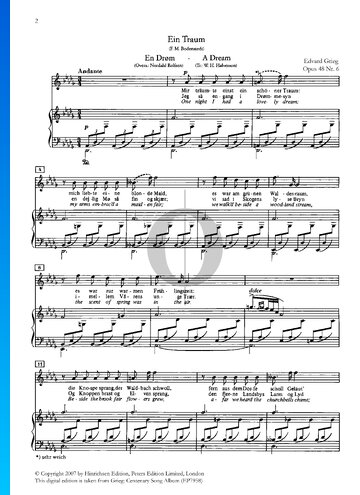 A Dream, Op. 48 No. 6 (Ein Traum) Partitura