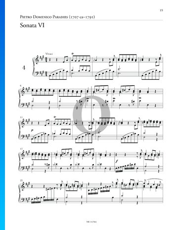Partition Sonate n° 6 en La majeur