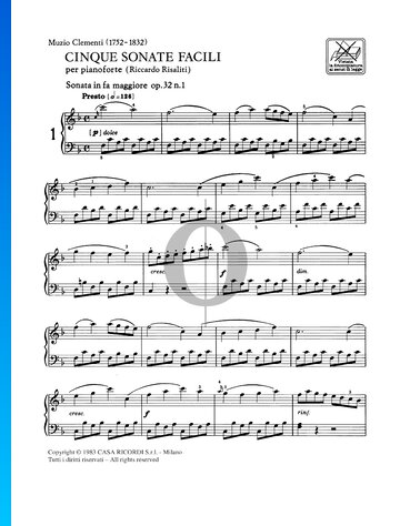 Sonata in F Major, Op. 32 No. 1 Spartito