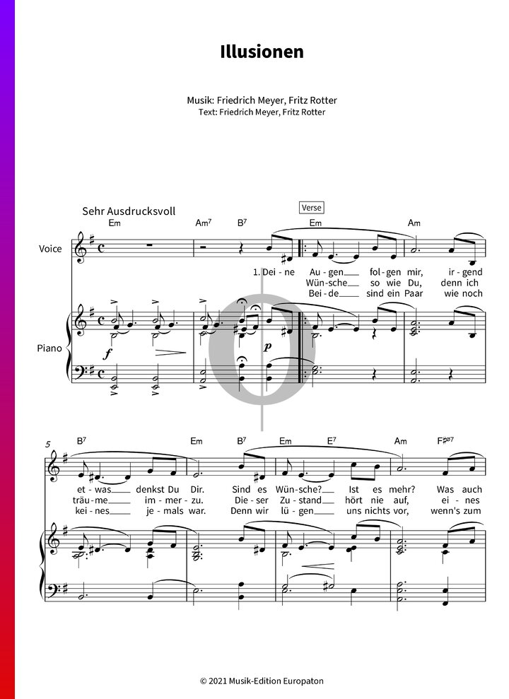 Illusionen Noten (Klavier, Gesang) von Hildegard Knef - OKTAV