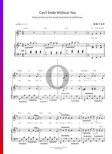 Can't Smile Without You Sheet Music