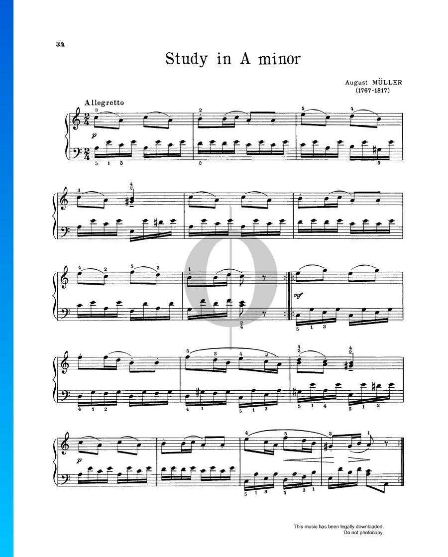 Minor Study Study in A Minor » August Eberhard Müller - Partitions de piano - OKTAV