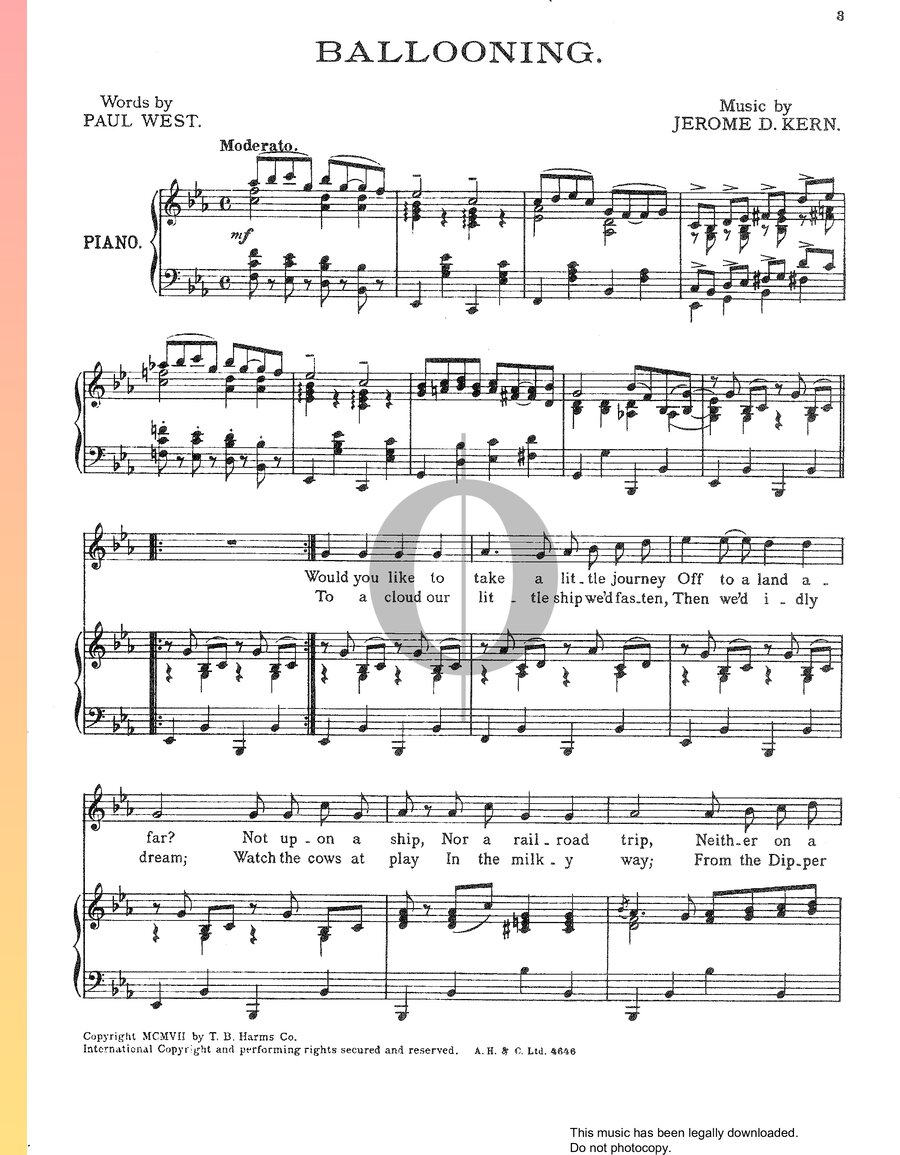 Ballooning (Jerome Kern) Piano Sheet Music OKTAV