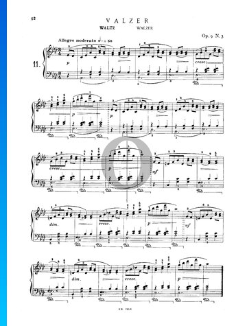 Partition Valse en La bémol majeur, op. 9 n° 3