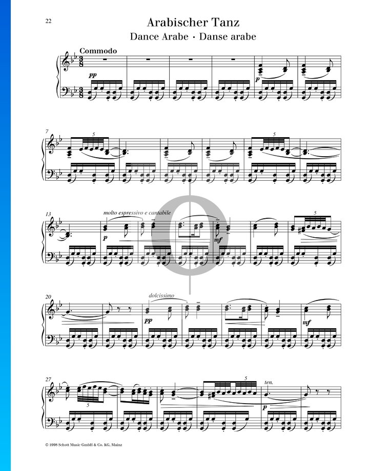 Cassenoisette Danse arabe » Pjotr Iljitsch Tschaikowski Partitions