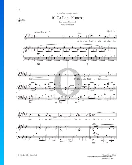 La bonne chanson, Op. 61: No. 3, La lune blanche
