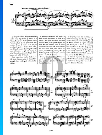 Étude in C Minor, Op. 25 No. 12 Partitura