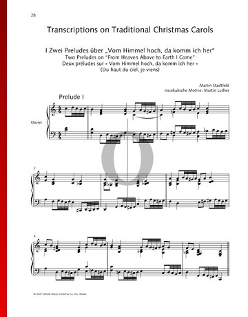 Two Preludes on “From Heaven Above to Earth I Come” Partitura
