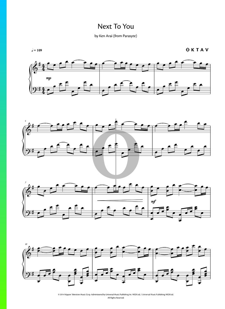 Next To You Piano Sheet Music from Parasyte by Ken Arai - OKTAV