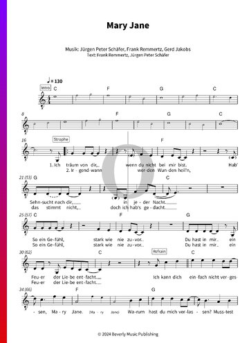 Mary Jane Sheet Music