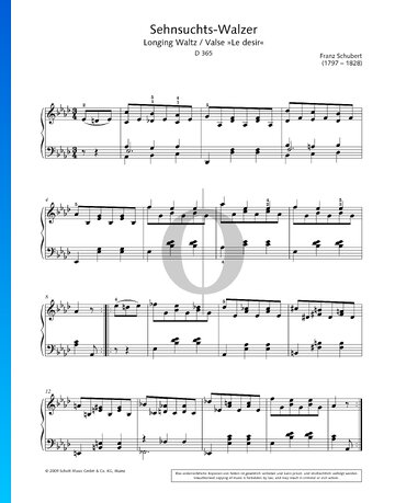 Longing Waltz, Op. 9 No. 2, D 365 Sheet Music
