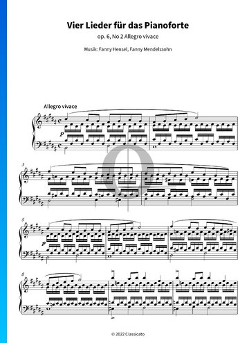 Vier Lieder für das Pianoforte, Op. 6 No. 2 Allegro vivace Spartito