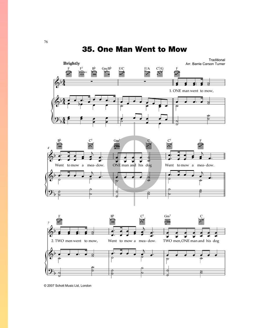 One Man Went to Mow Sheet Music (Piano, Voice, Guitar) OKTAV One Man Went to Mow Sheet Music (Piano, Voice, Guitar) OKTAV