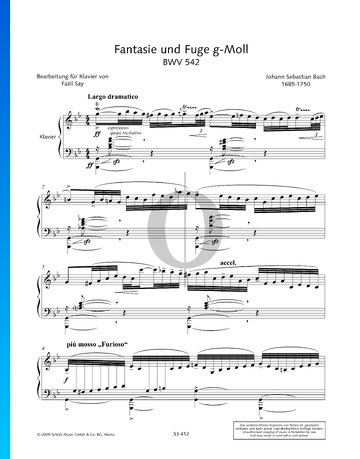 Fantasia and Fugue G Minor, BWV 542 Musik-Noten