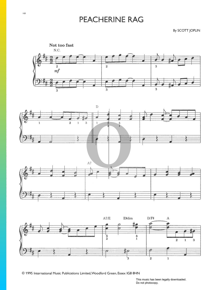 Peacherine Rag (Scott Joplin) Piano Sheet Music - OKTAV