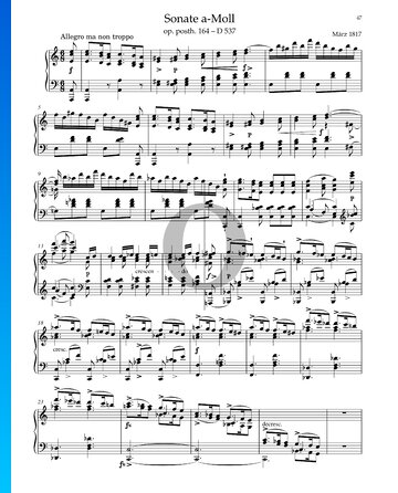 Sonata in A Minor, op. posth. 164 – D 537 Spartito