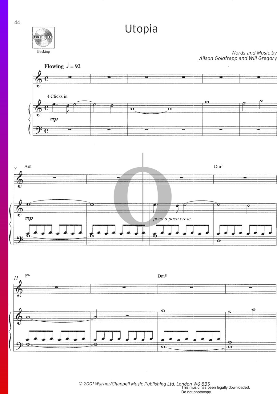 Utopia (Goldfrapp) Piano Sheet Music OKTAV