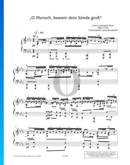 O Mensch, bewein dein Sünde groß, BWV 622