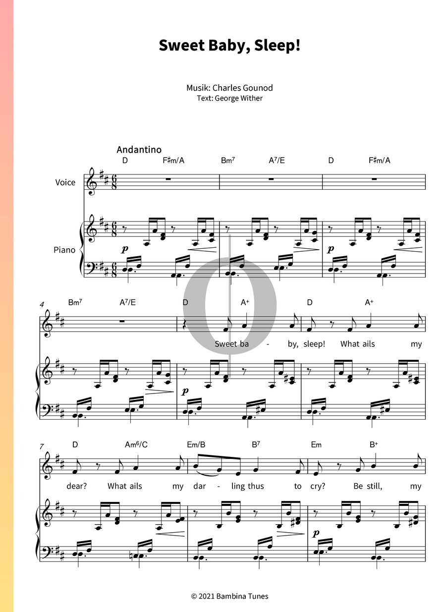 Sweet Baby, Sleep! (charles Gounod) Piano Sheet Music - Oktav