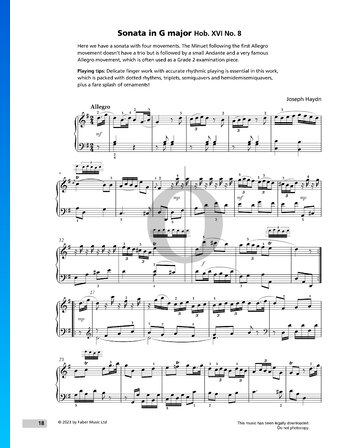 Sonata in G Major, Hob XVI: 8 Sheet Music