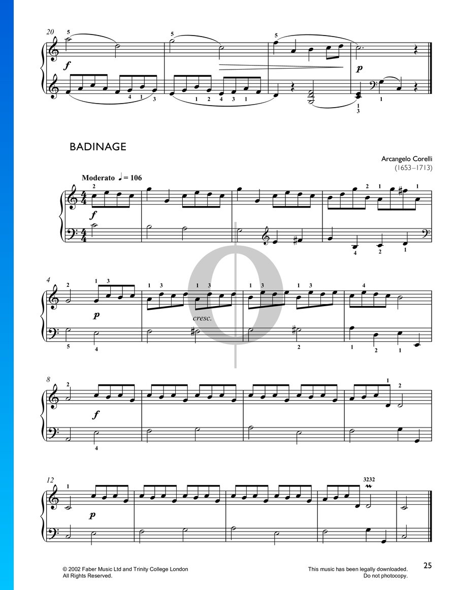 Badinage (Arcangelo Corelli) Piano Sheet Music - OKTAV