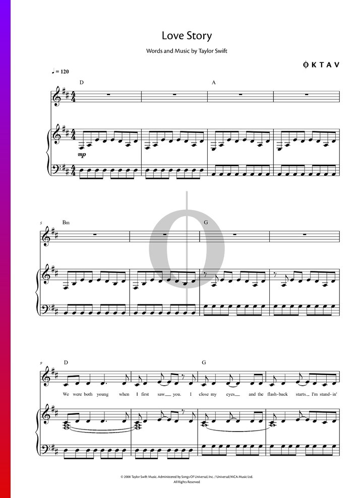 Love Story Taylor Swift Piano Sheet Music Oktav