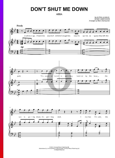 Don't Shut Me Down Sheet Music