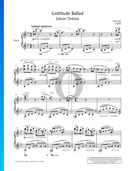 Gratitude Ballad, Op. 88 (Şükran Türküsü)