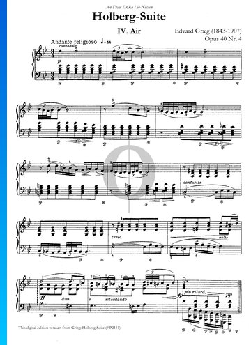 Holberg Suite, Op. 40: Air Sheet Music