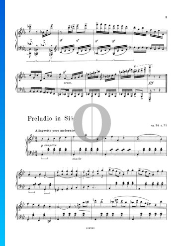 Partition Prélude en Si bémol majeur, op. 34 n° 21