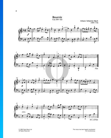 Overture in F Major, BWV 820: 5. Bourrée Partitura