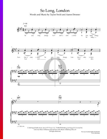 So Long, London Sheet Music
