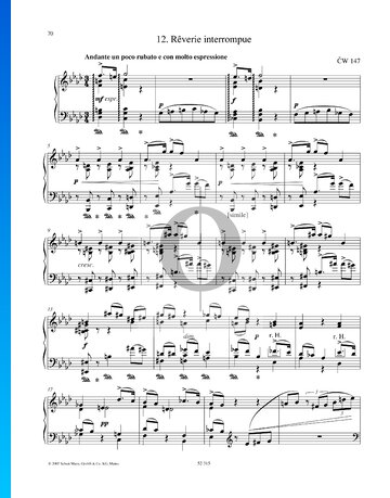 12 Pieces, Op. 40, TH 138: 12. Rêverie Interrompue Sheet Music