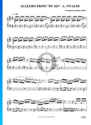 Partition Concerto pour mandoline en Do majeur, RV 425 : 1. Allegro