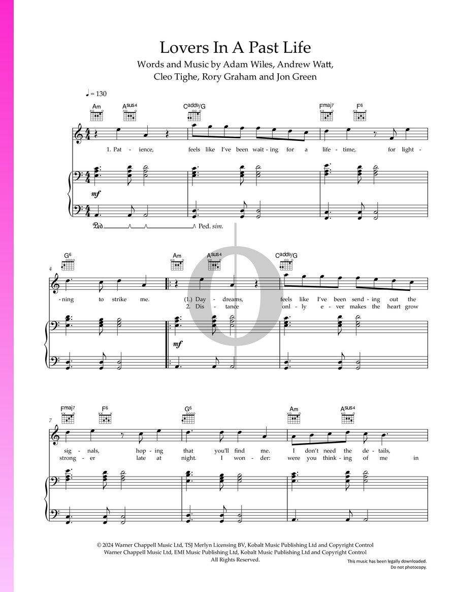 Lovers In A Past Life (Rag'n'Bone Man, Calvin Harris) Piano Sheet Music ...