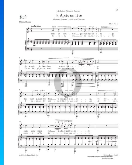 Après un rêve, Op. 7 No. 1