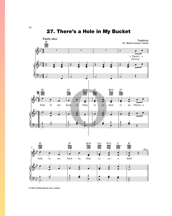 There’s a Hole in My Bucket (Anonymous) Piano Sheet Music OKTAV