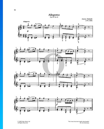 Allegretto, Op. 125 No. 10 Sheet Music