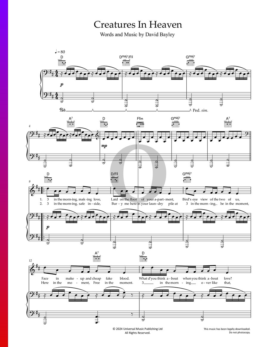 Creatures In Heaven (Glass Animals) Piano Sheet Music OKTAV