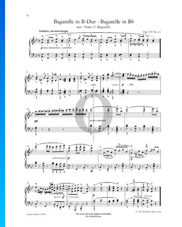 Partition Bagatelle in B-flat Major, Op. 119 No. 11