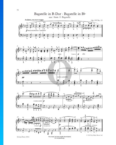 Bagatelle in B-flat Major, Op. 119 No. 11