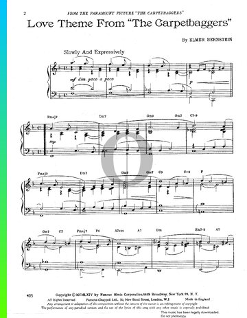 Love Theme from 'The Carpetbaggers' Partitura