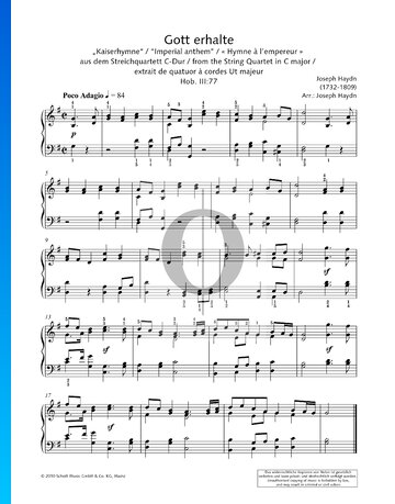 Streichquartett in C-Dur, Hob. III:77 (Kaiserquartett) Musik-Noten