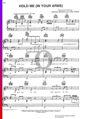Hold Me (In Your Arms) Partitura