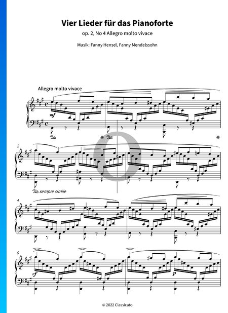 Vier Lieder für das Pianoforte, Op. 6 No. 2  Allegro molto vivace
