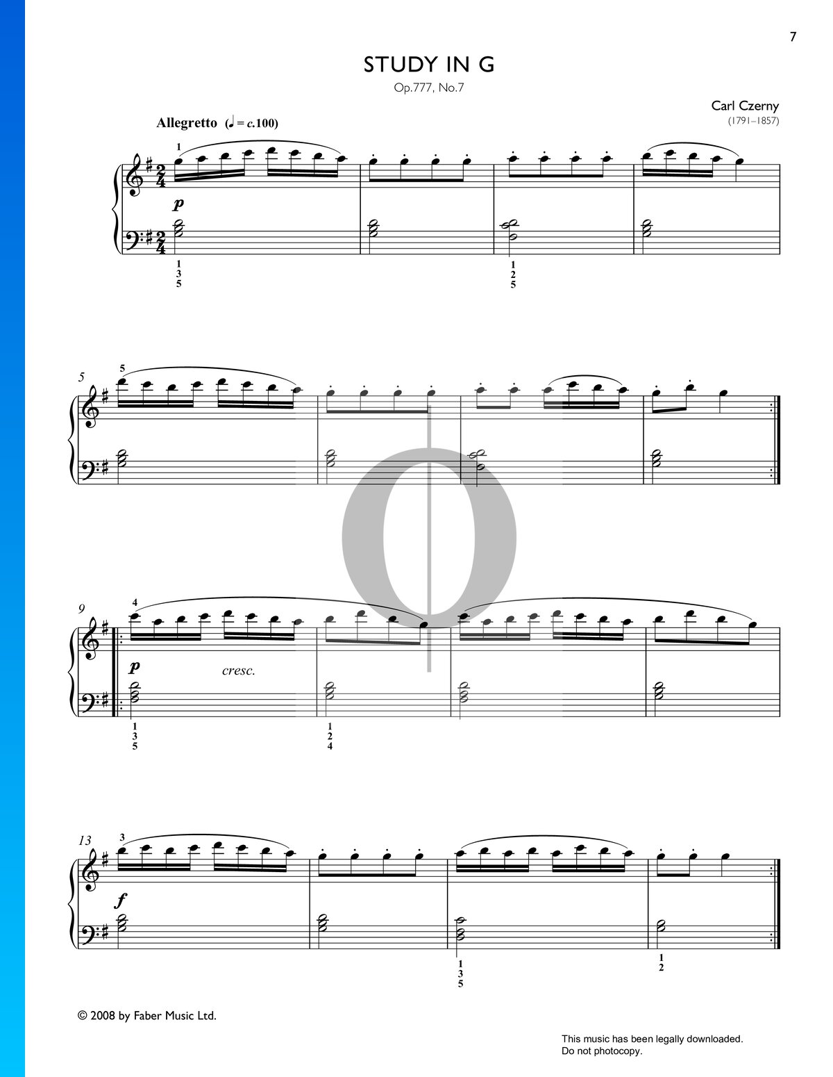 Study in G Major, Op. 777 No. 7 (Carl Czerny) Piano Sheet Music - OKTAV study-in-g-major-op-777-no-7-carl-czerny-piano-sheet-music-oktav