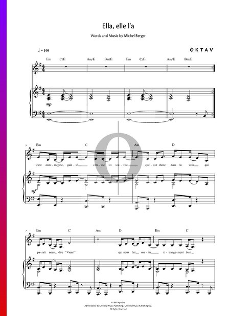 Ella, elle l'a Sheet Music