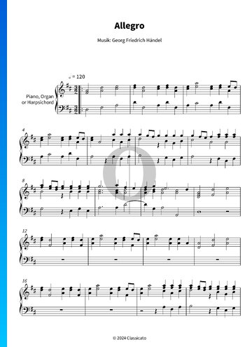 Water Music, HWV 348: Allegro Sheet Music