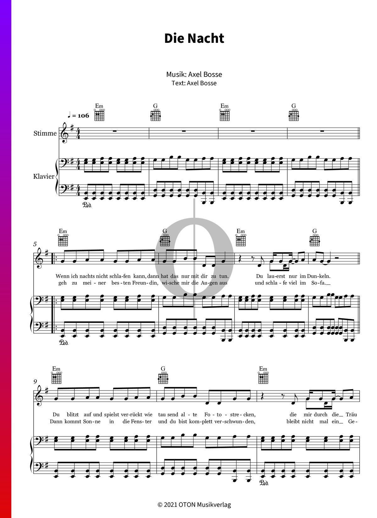 ▷ Die Nacht Sheet Music Voice, PDF Download - OKTAV